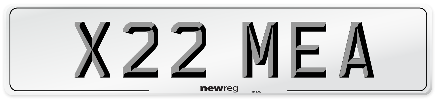 X22 MEA Number Plate from New Reg
